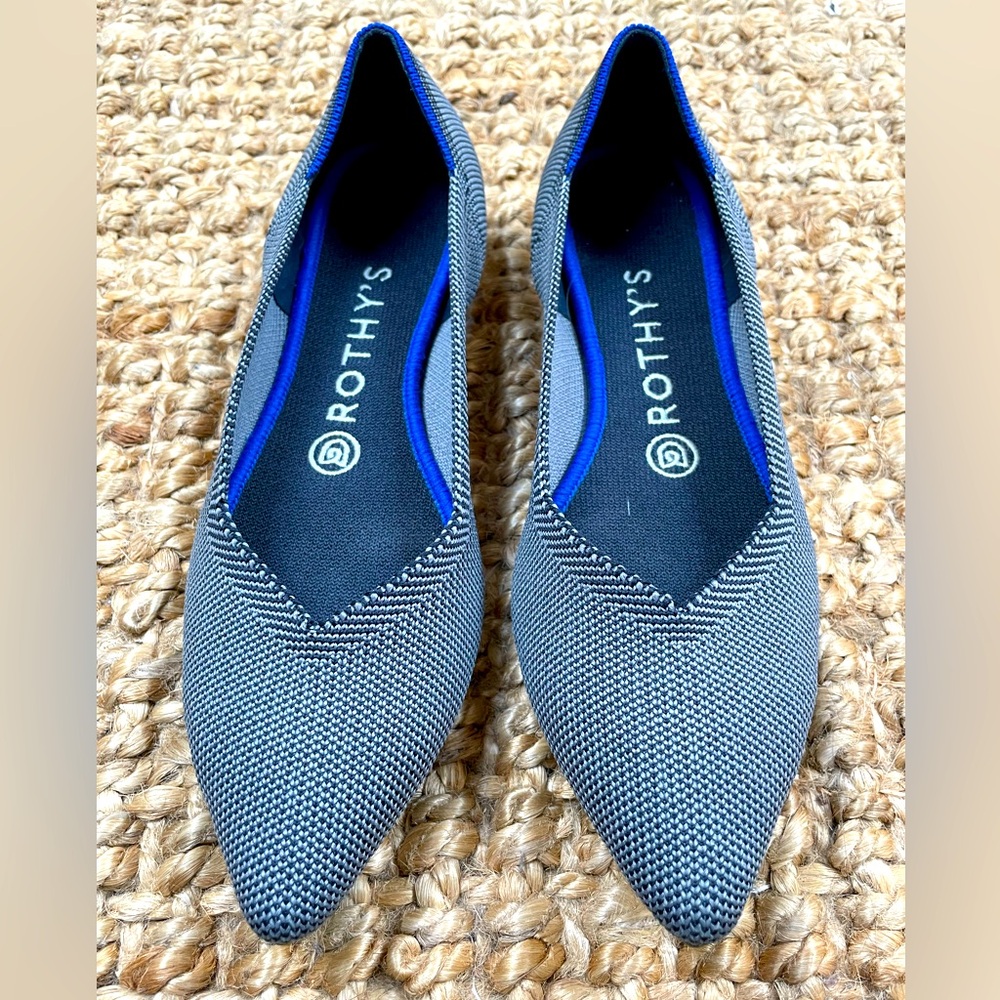 Rothy's Black and Blue the point Flats 7.5